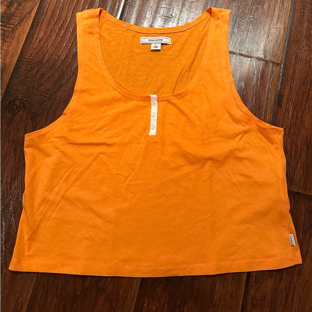 Adam Levine orange lightweight Henley tank top medium